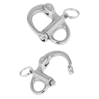 

(Pack of 2) 304 Stainless Steel Fixed Bail Snap Shackle For Kayak Boat Yacht 3.2x2cm