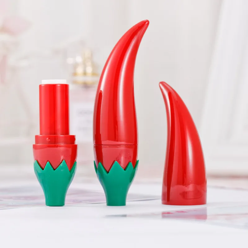 

12.1mm Empty Lipstick Tube Cute Red Chili Shape Plastic Lip Rouge Cosmetic Container Packaging for Travel 200pcs/lot