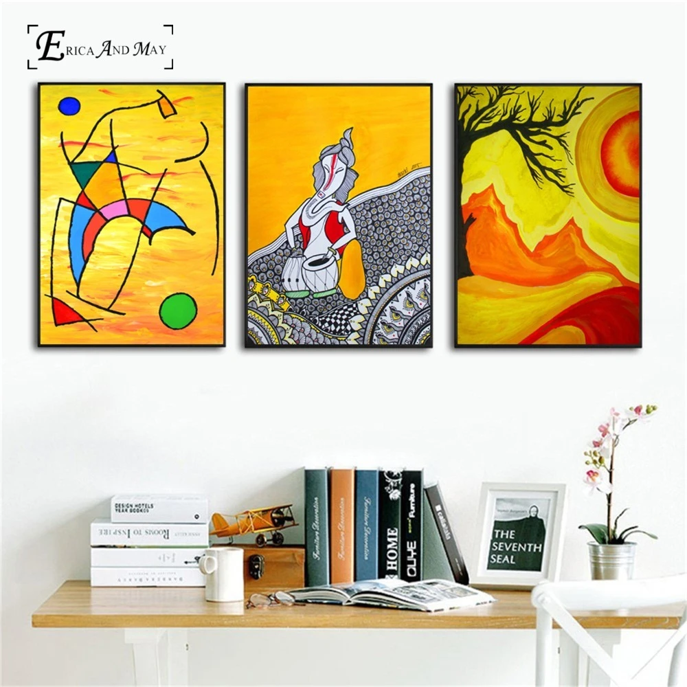 Abstract India Mountain Yellow On Sale Poster Wall Painting Living Room Abstract Canvas Art Pictures For Home Decor No Frame Painting Calligraphy Aliexpress