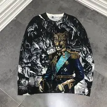 Весна 19ss модный дизайнерский бренд Леопард Duke Королевский Harajuku винтажный свитер свитшоты для мужчин верхняя одежда
