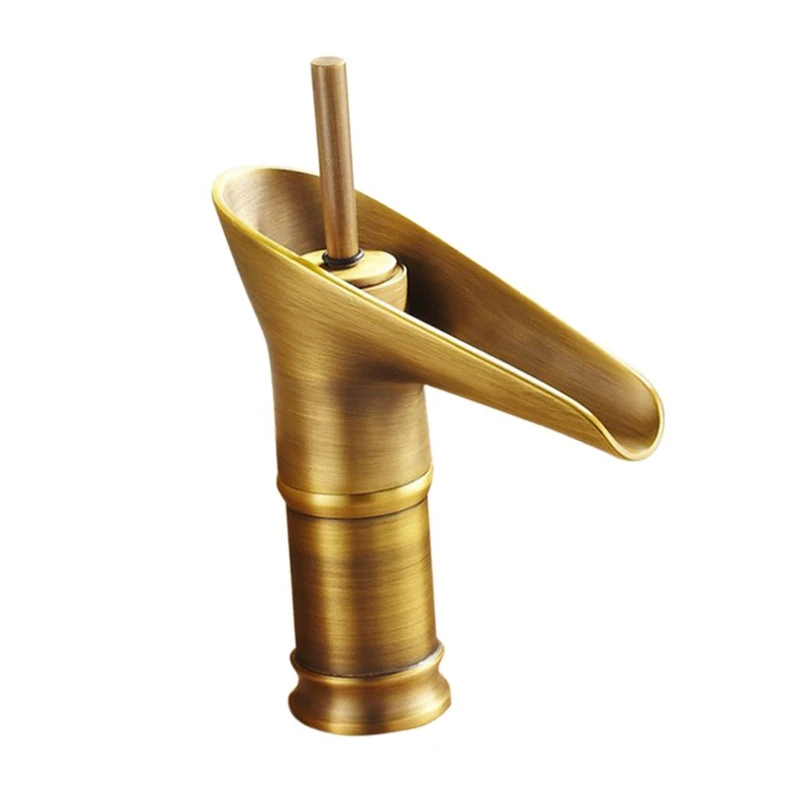 Antique Brass Faucet Waterfall For Washbasin Smooth Durable No