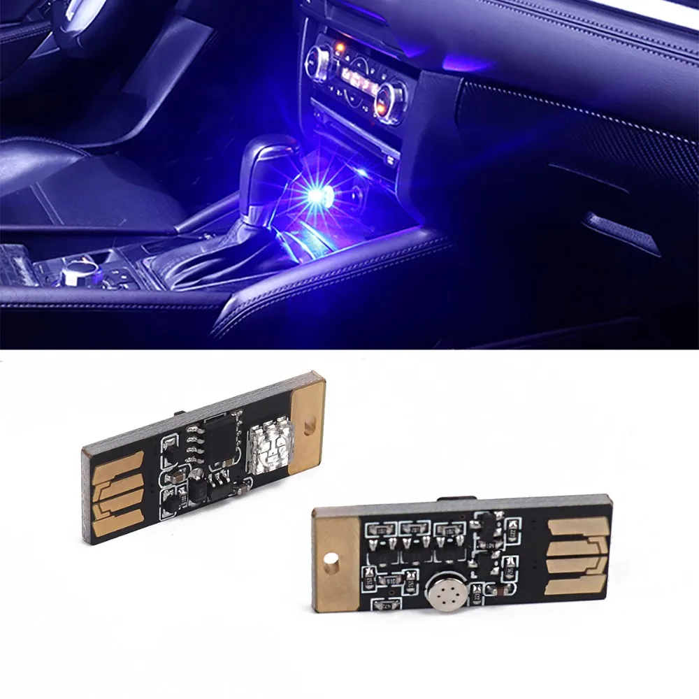 2 шт цветные Автомобильные светодиодные USB RGB атмосферные огни PC Авто Сенсорное