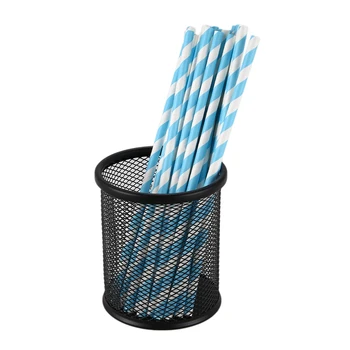 

25x Paper Straws Birthday Wedding Baby Shower Party Stripes, light blue