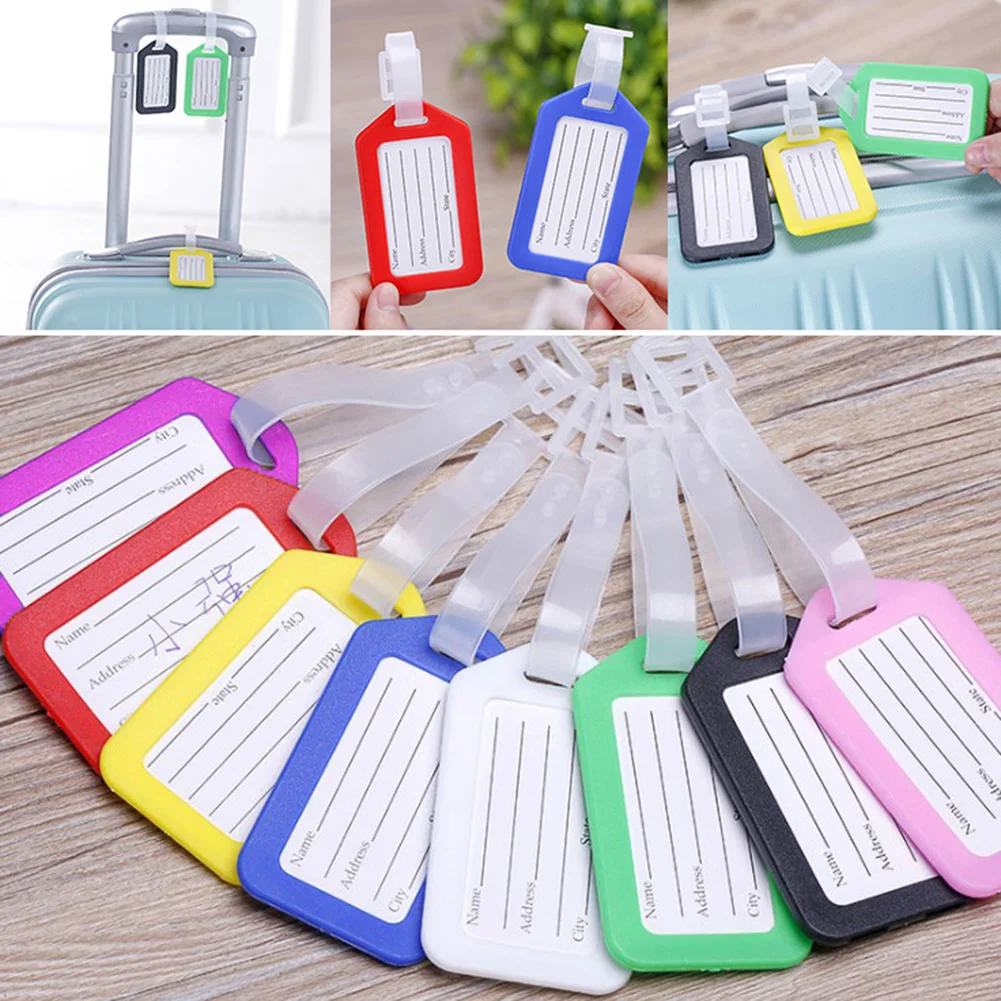 

Travel Suitcase Bag Tag Loss Prevention 2019 New Fashion Rose Color Boarding Tag Label Name Id Plastic Luggage Tag Candy Color