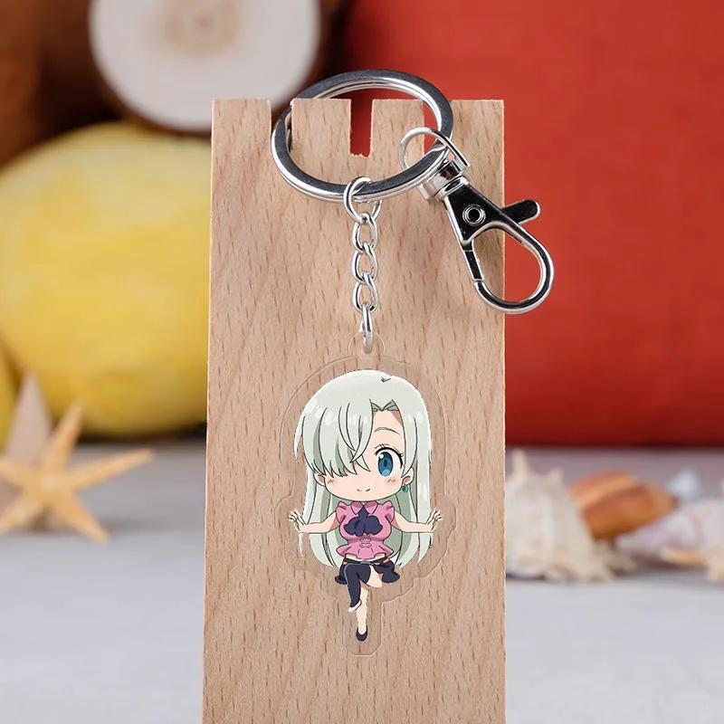 

Anime The Seven Deadly Sins Cosplay Keychain Japanese Cartoon Meliodas Elizabeth Hawk Ban Car Key Holder Chain Pendants Keyrings