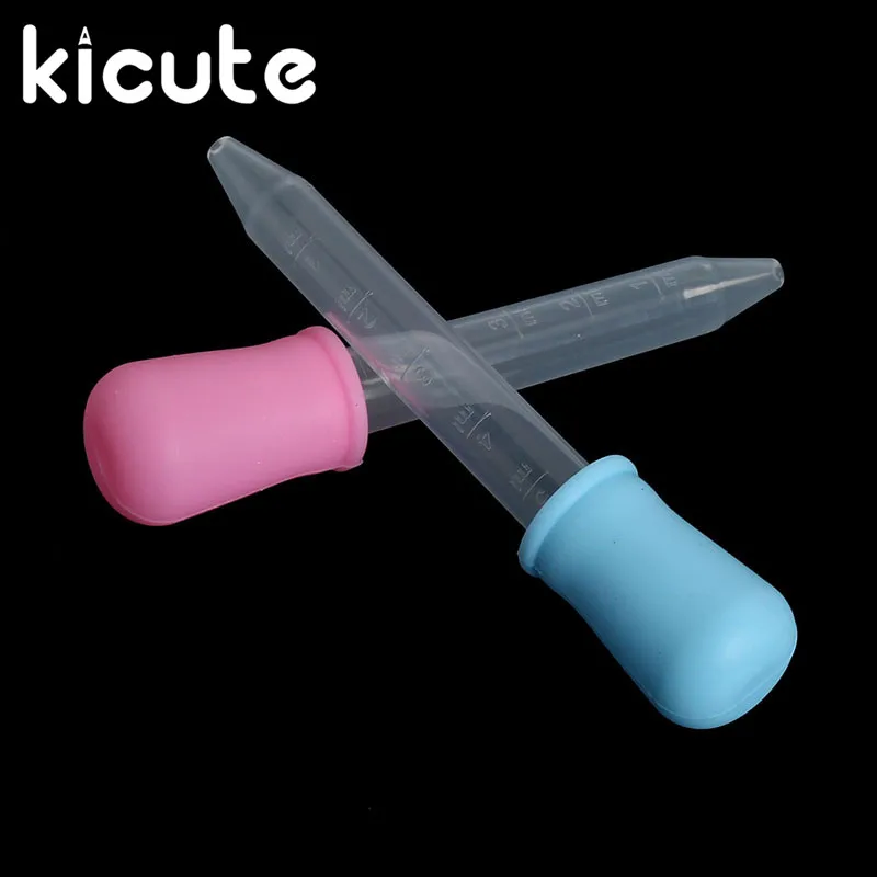 Kicute 2 шт. 5 мл Малый силиконовый пластик Кормление медицина жидкости глаз уха градуированная пипетка капельница школьная лаборатория