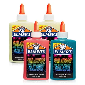 

147ml Elmers Elmer's Glow In The Dark Liquid Glue Washable Pink 5 Ounces Great for Making Slime Crayons