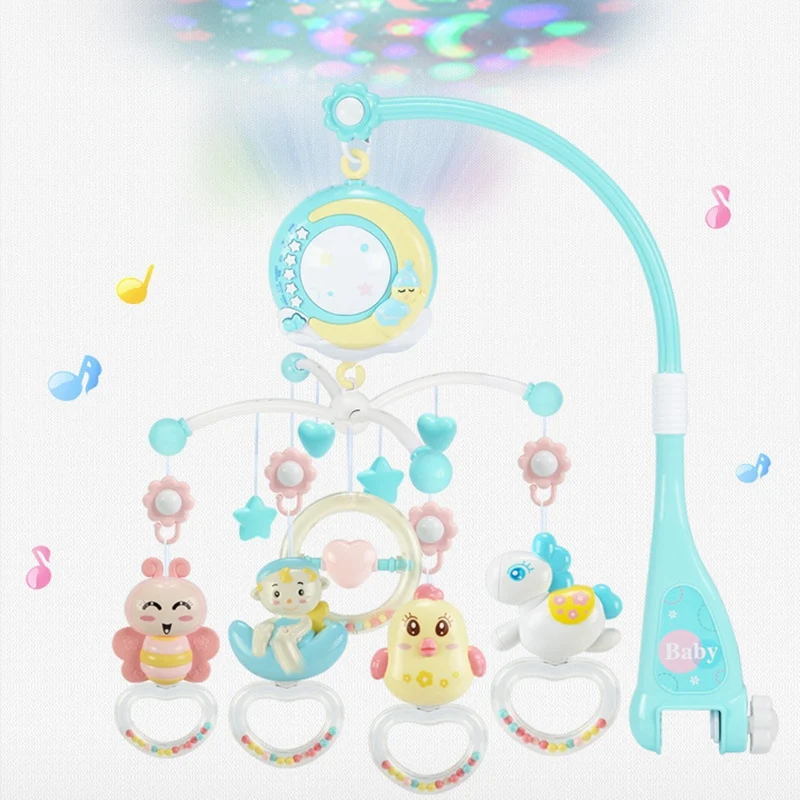 Baratos Baby rattles Crib móviles soporte de juguete giratorio cuna móvil caja Musical proyección 0 12 meses recién nacido bebé niño Juguetes