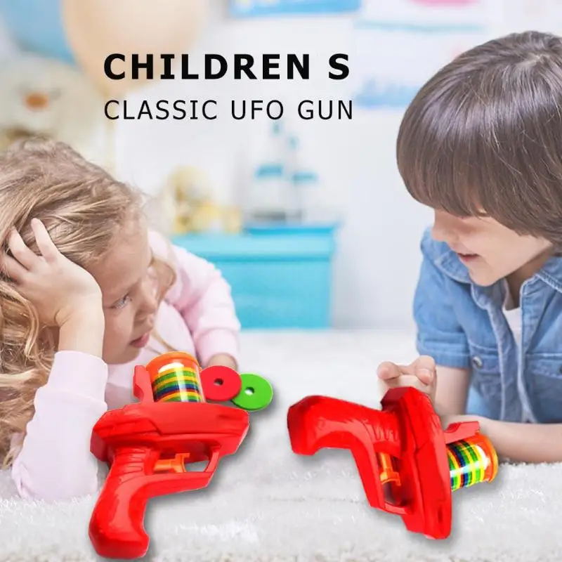 

Flying Saucer Gun Funny boys Stimulate 1Gun 10EVA Bullets Safety EVA Soft Bullet Classic Outdoor Toys Gift for Children Kids