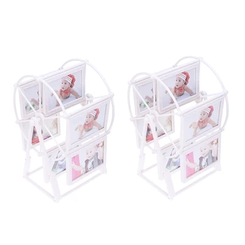 

2 Pcs Ferris Wheel Photo Album Self Assembly Creative 5 Inch Embossed Photo Frame Photo Display Shelf for Home Party Wedding
