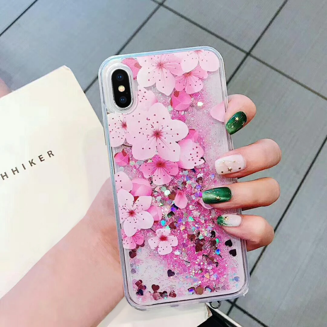 Роскошный Жесткий чехол GrandEver для iPhone XR X Xs Max 7 8 6 6s Plus с сыпучим песком и