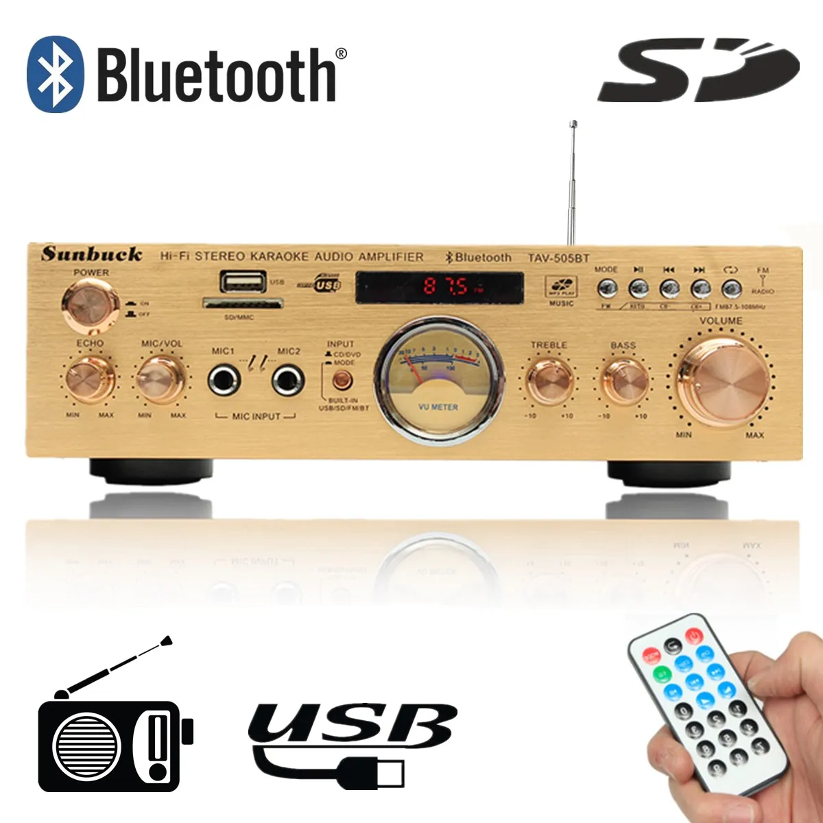 

bluetooth Audio Power Amplifier 3800W 220V 5 Channel Speaker with Remote Control Support USB/SD Card