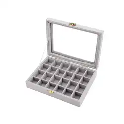 Органайзер, коробочка с золотом одна застежка 24 Trumpets держатель для хранения стеклянные серьги кольца ювелирный дисплей