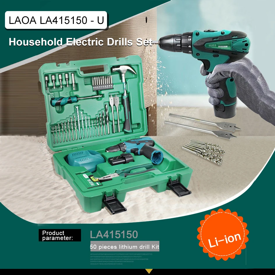 

LAOA LA415150 - U Portable Electric Drill Tool Set With Aluminum Mini Spirit Level 12V Electric Drill Portable Power Tools Set