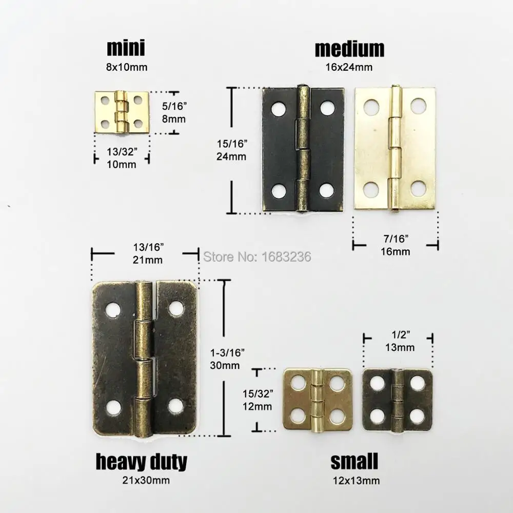 10 PLATED MINIATURE HINGES HARDWARE 17x15mm SMALL DOLLHOUSE JEWELLERY BOX CIGAR 