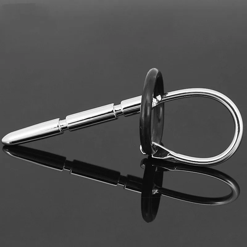 Short stick Stainless Steel rubber ring urethral plug penis plug