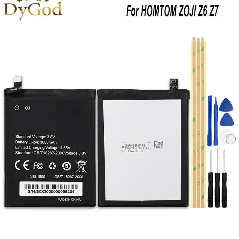 

DyGod 3000mAh Replacement Battery For HOMTOM ZOJI Z6 Z7 High Quality mobile phone Battery For HOMTOM ZOJI Z6 with Free Tools Set