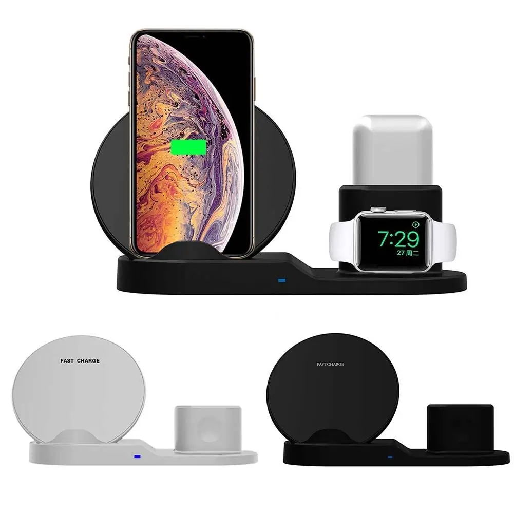 

3-in-1 9V Quick Charge Wireless Phone Charger Holder Stand for iWatch for Airpods Charger