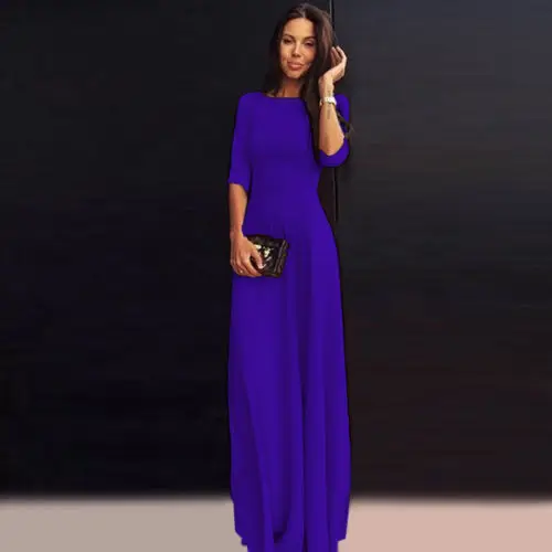 

Summer Women's Dresses Elegant Ladies Mid Sleeve HIgh Waist O-Neck Formal Party Prom Ball Gowns Long Maxi Dress