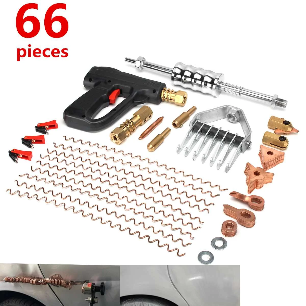 

66Pcs/Set Dent Repair Puller Kit Car Tools Hand Body Spot Guns Mini Welding Machine Auto System Spotter Fix Clamp Hammer Removal