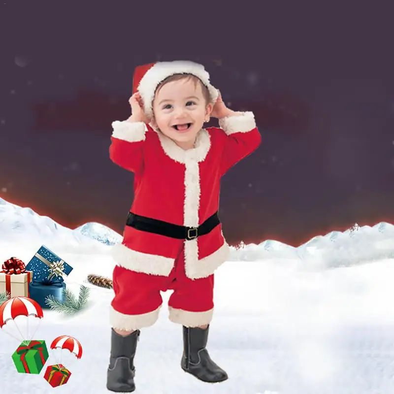 Детский Рождественский комплект одежды для детей от 12 месяцев до 3 лет, Рождественский костюм и платье для маленьких мальчиков и девочек костюмы Санта-Клауса, Одежда для новорожденных