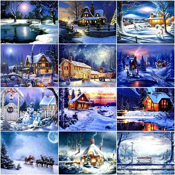 AZQSD-broderie complète avec décor de noël, bricolage, perles carrées,  mosaïque, peinture de neige, décoration d'intérieur d'hiver-Leather bag