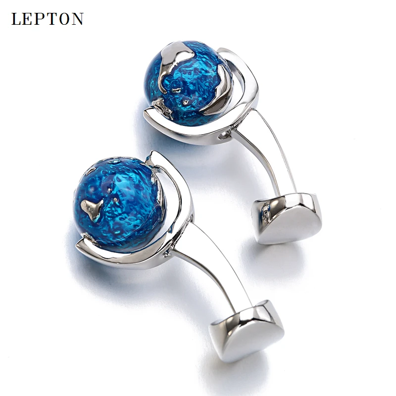 

Hot Sale Globe Earth Cufflinks Blue Rotatable globe planet earth World Map Cuff links Christmas Gift Mens Shirt Cuff Cufflink