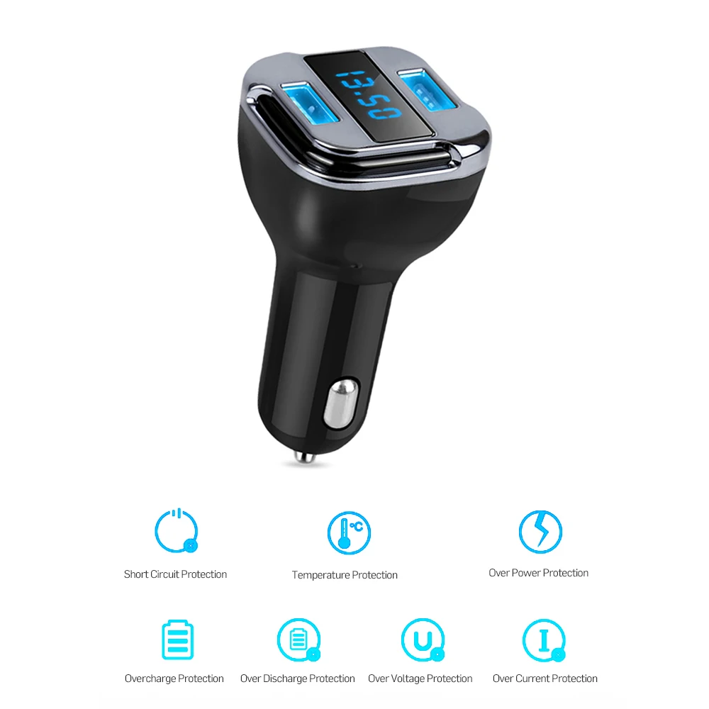 1x OLED Blue Light Display Voltmeter Car Dual USB Charger Real Time GPS Tracker
