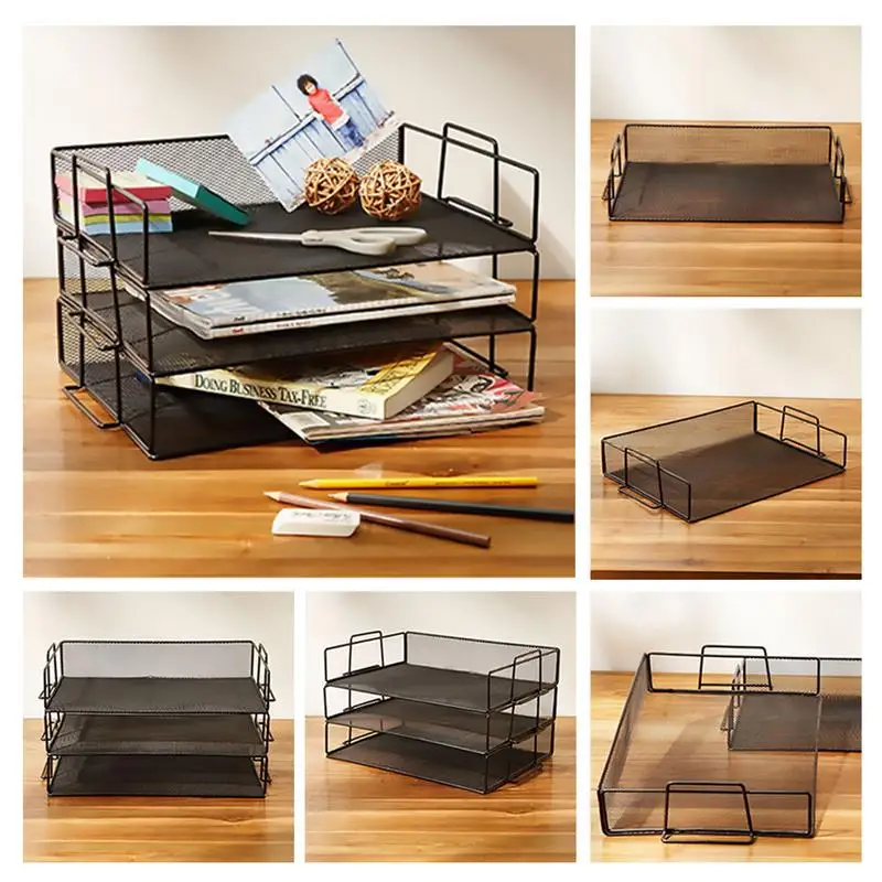 Stackable Letter Tray Desk Office Document File Holder Storage Desktop Organizer