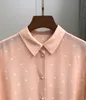 High Quality Silk Pink Dots Printed Blouse Shirt - Elfbop 2019 Summer New Ladies Long Sleeve Blouse Top 4