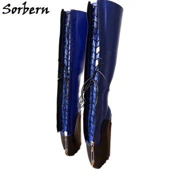 

Sorbern Stitched Color Chunky Boots Platform Custom Wide Calf Fit Footwear Boots Women Shoes Size 43 Plus Size Fetish Ballet