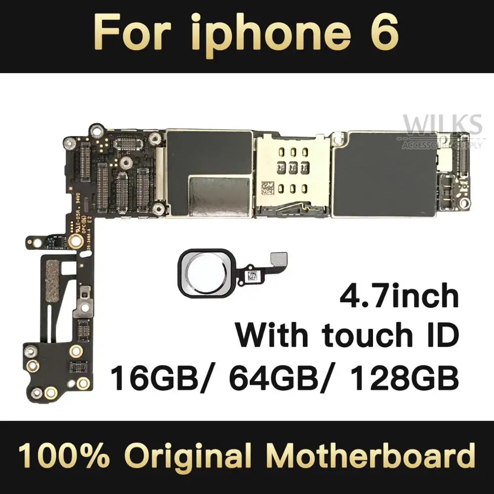 100% полностью разблокированная материнская плата для iphone 6 4 7 дюйма с Touch ID