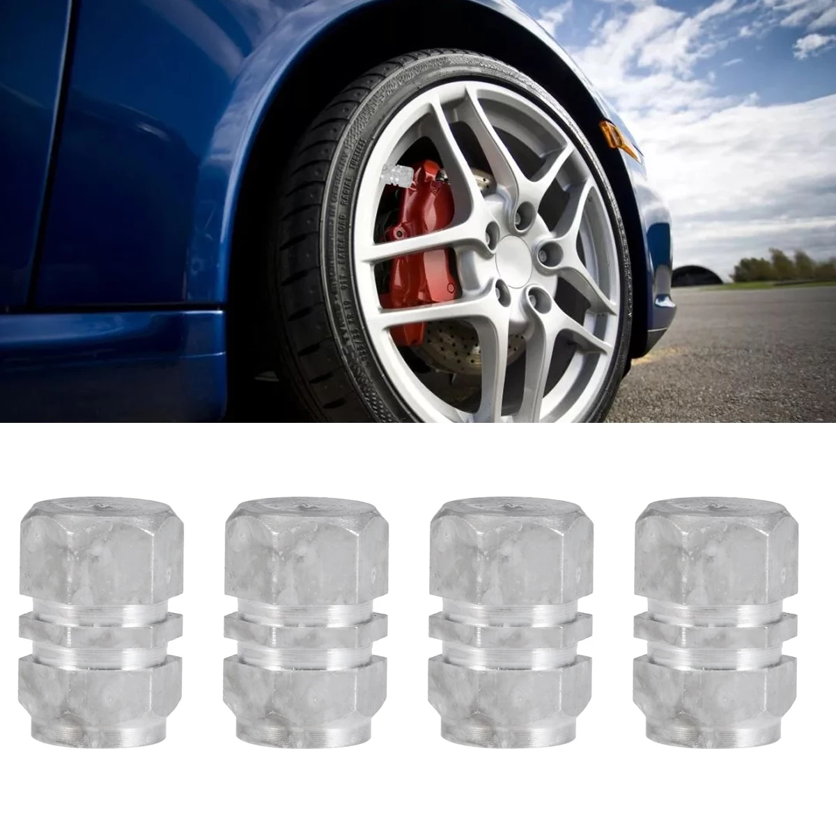 

4pcs Tire Valve Premium Universal Alumunium Alloy Durable Dust Covers Tire Valve Stem Caps Schrader Valve Caps For Bike Auto