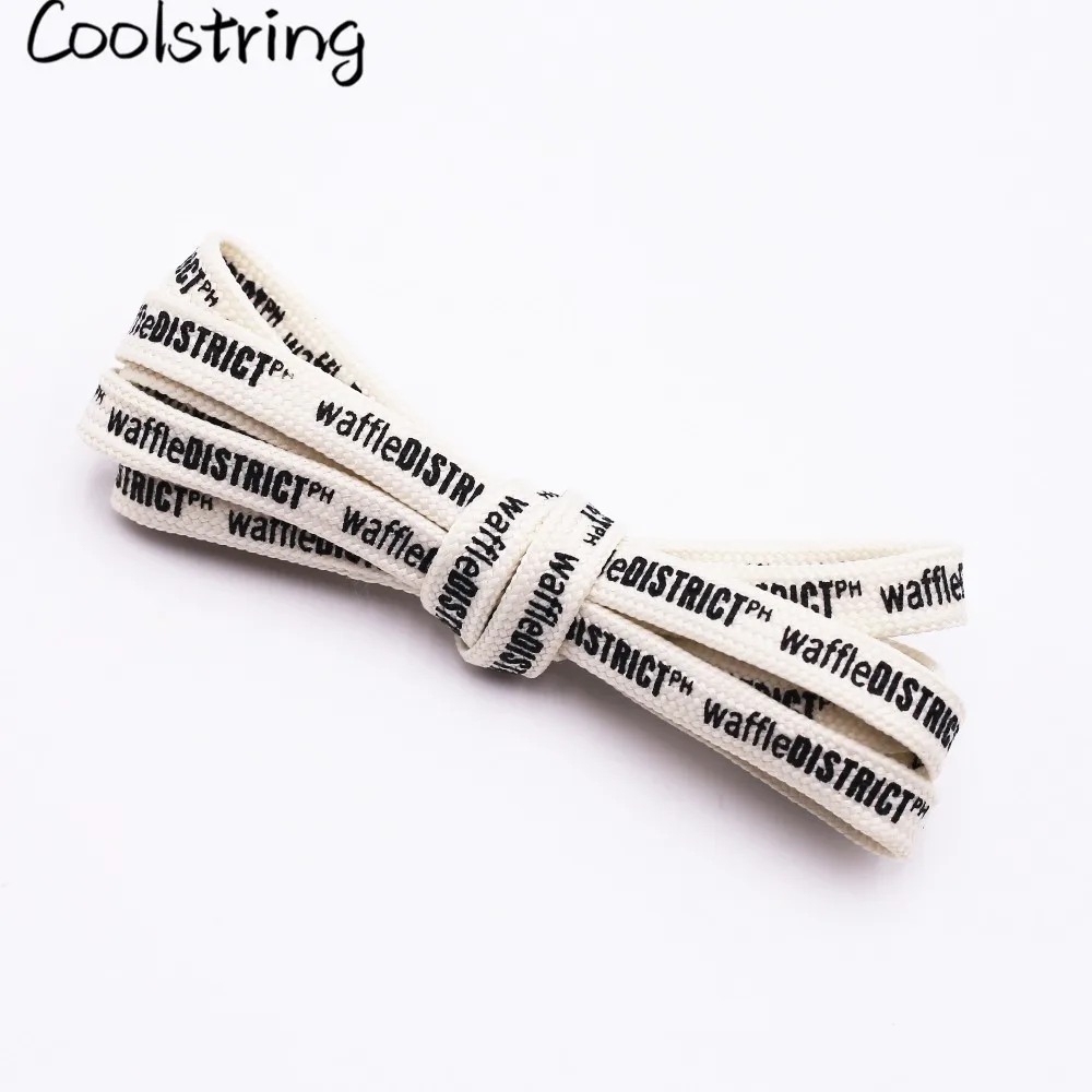 Coolstring Fashion Double Sides English Letter Print Shoelace Polyester Flat Shoe Laces Clothing Sport Bootlaces For Sneakers