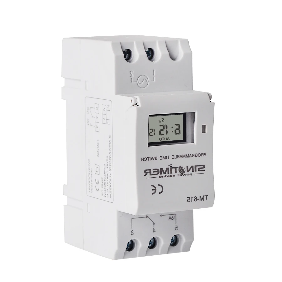 

Sinotimer Tm-615H-30A Electronic 7 Days Weekly Programmable Digital Time Switch Relay Timer Control Ac 30A Din Rail Mount