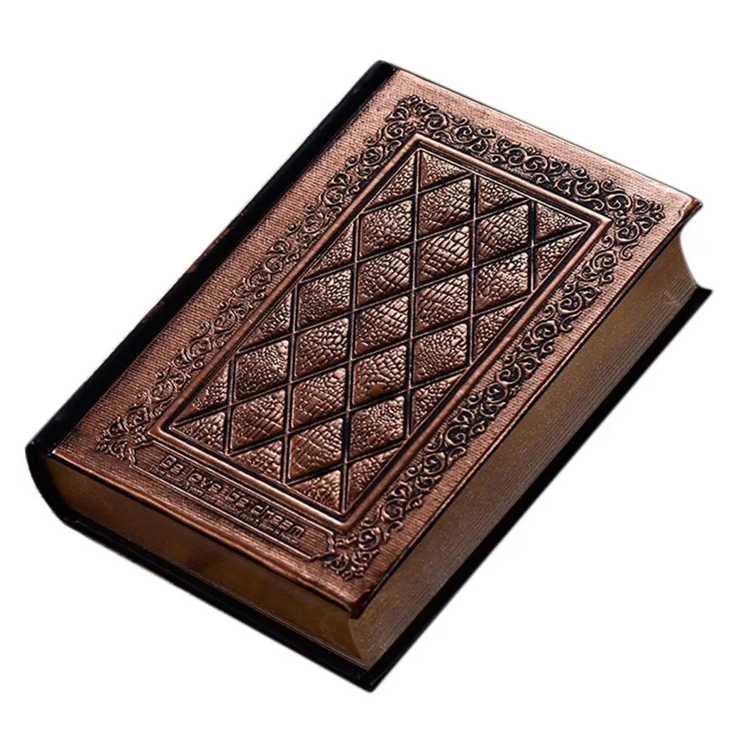 

2019 Retro Blank Inside Page Notepad Hardcover Leather Face Book A5 Relief Planner Notebook Brush Gold Side of the book