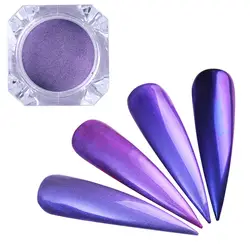 1 коробка блеск для ногтей порошок фиолетовый зеркальный эффект маникюр Дизайн ногтей хром пигмент Пыль порошок 3D DIY украшения аксессуар