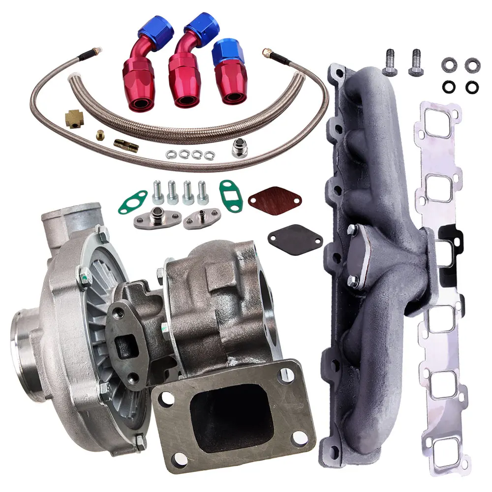 

Turbo Oil Cooled Oil Line Manifold Kits For Nissan Patrol Safari Y60 Y61 T3/T4 T04E Turbocharger 400HP 0.57 A/R For 3.2L-5.0L