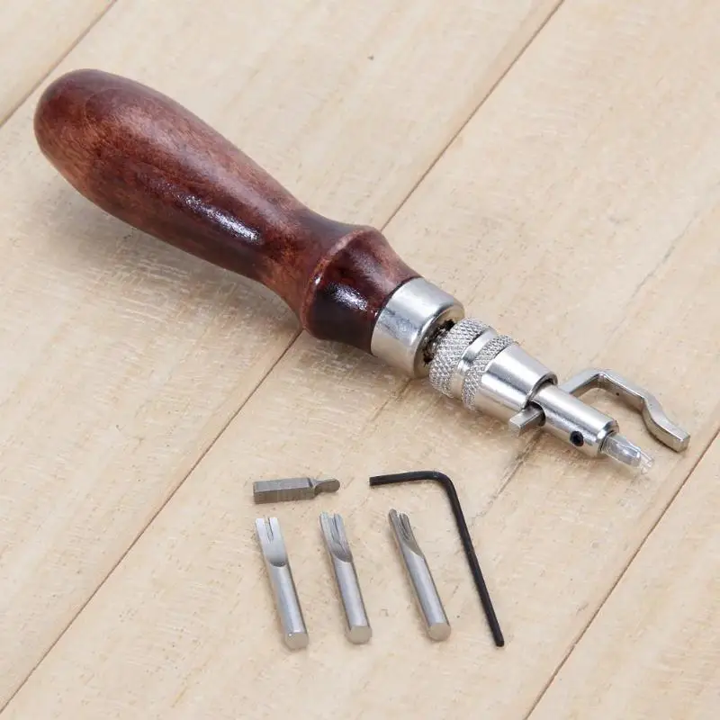 Leathercraft Edge Press Kit Adjustable Stitching and Groover Crease Leather Stitching Tool Sewing Tools Accessories 5 in 1 Pro leather tools leather craft tool kit leather craft tools leather craft tool