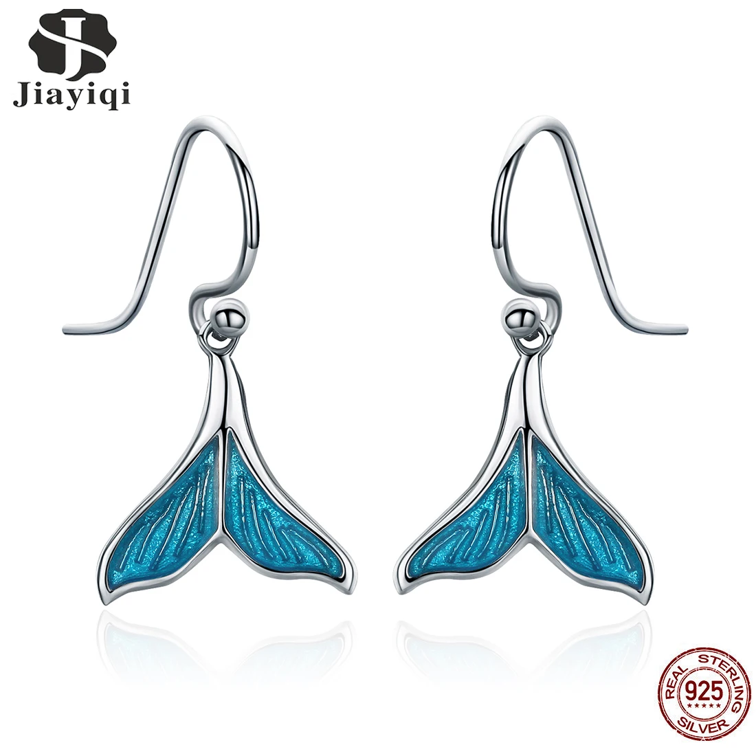 

Jiayiqi Hot Sale 100% 925 Sterling SilverLight Blue Mermaid Tail Earrings Charms For Women Fashion Jewelry 2019