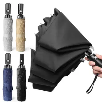 

Automatic Reverse Umbrella Folding Dual Purpose Umbrella For Rain And Sunshine Three Folding Black Plus Size Wind Resistance