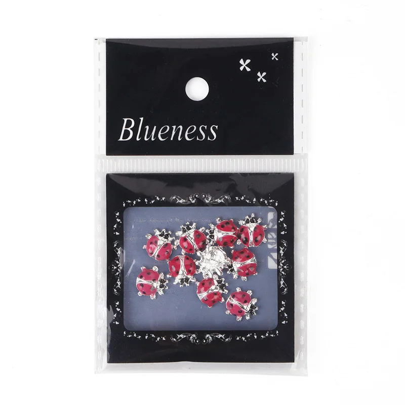 Blueness 10 шт. дизайн Божья коровка 3D сплав ногтей украшения Блеск маникюрные