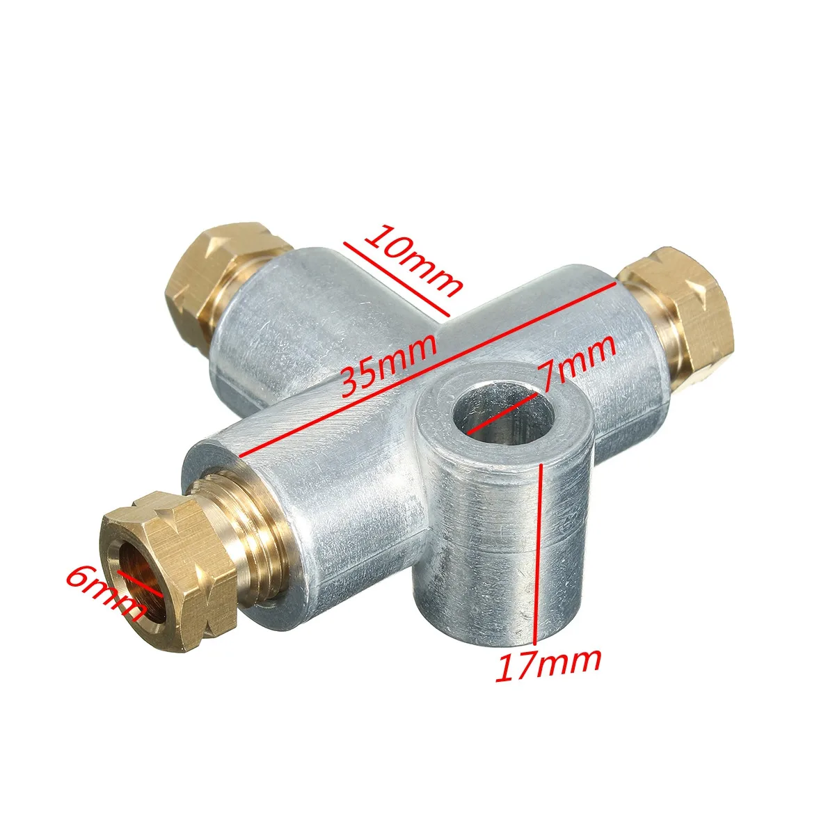 Новая серебряная 3-полосная Т-образная тройник тормозной трубы с 3 M10 мужские гайки короткая Метрическая медь 3/16 10 мм дюймов дистрибьютор запасные части