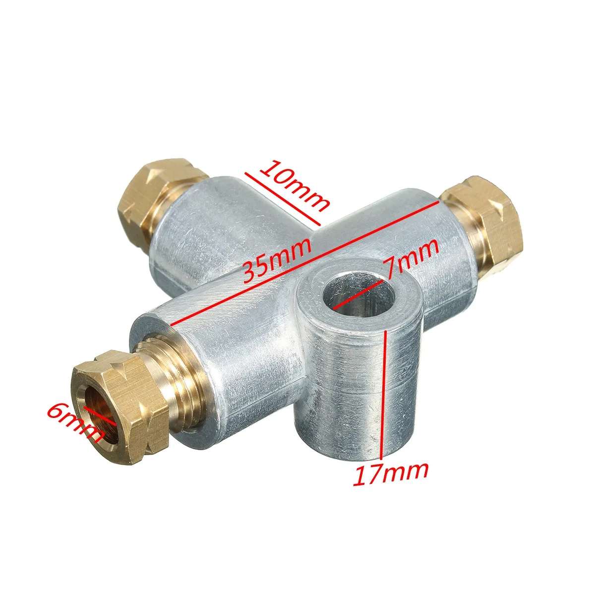 Fesjoy Brake Pipe Fittings 3 Way T Piece Brake M10 Tee 3//16 Pipe 10mm with 3 Male Nuts Short Union Metric