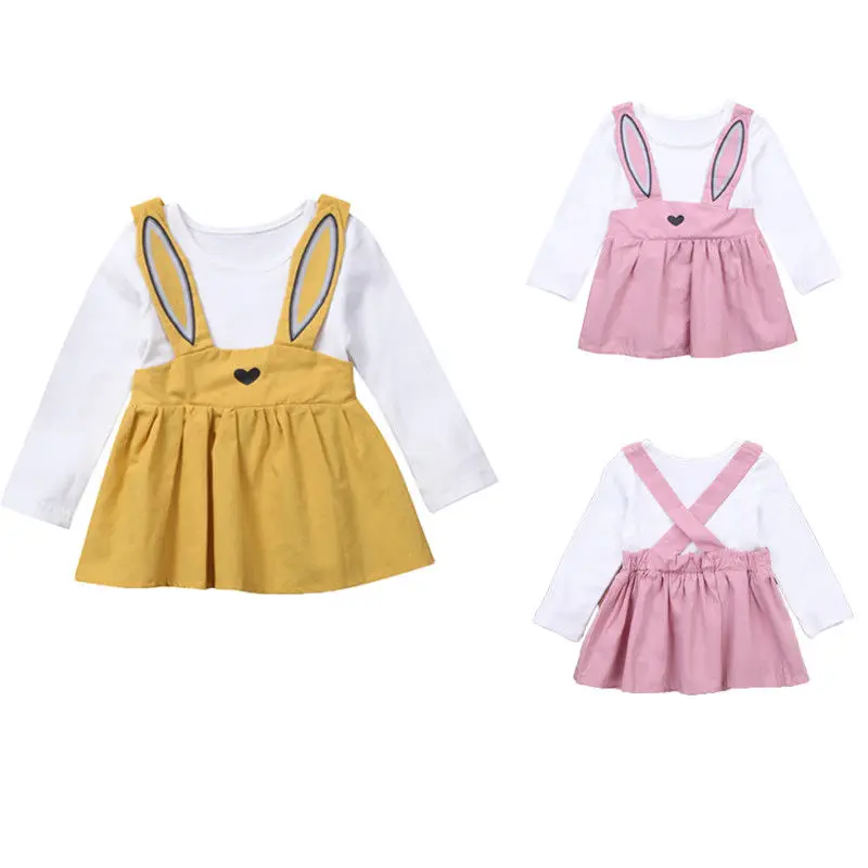 

Little Girls Cute Rabbit Dress Toddler Baby Girl Overall Dresses Long Sleeve Dresses Clothes 0-3T