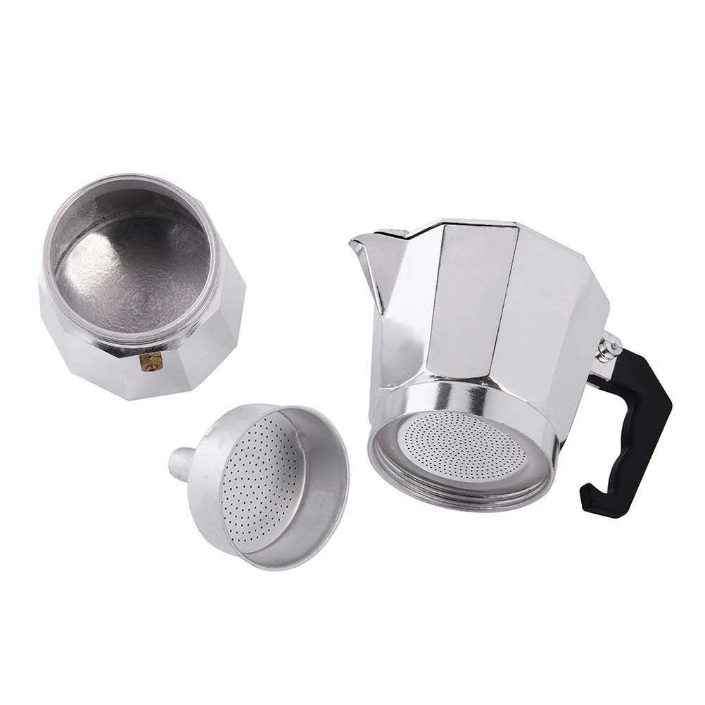 

1 PC 600ML Aluminium Mocha Coffee Pot Teapot European Style Coffee Maker Octagonal Coffee Percolator For Home Office (12 Cups)