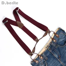 Новые подтяжки унисекс подтяжки регулируемые из искусственной кожи кнопка взрослых Твердые Простые теплые красный пояс BD704