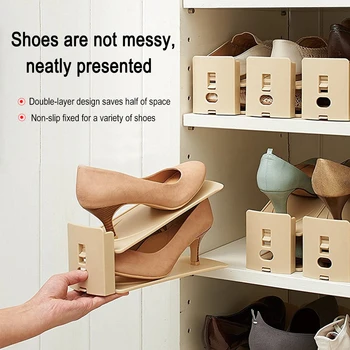 

Home Shoes Storage Rack Shleves Adjustable Double-layers Shoe Holder Modern Shoes Cabinet Stand Shelf Living Room Space Saving