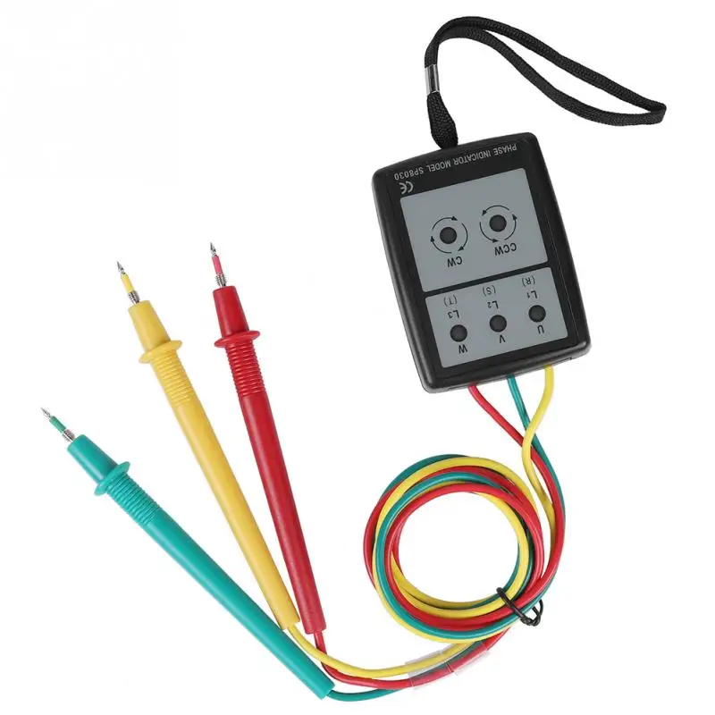 

1 Set SP8030 Digital Phase Rotation Indicator LED Buzzer Phase Sequence Meter 200 V-480V AC 3 Phase Indicator