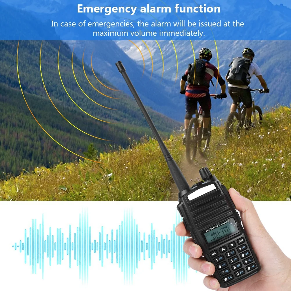 

UV-82 128CH Walkie Talkie 5W UHF+VHF FM LED Flashlight VOX DTMF Two Way Radio 110-240V
